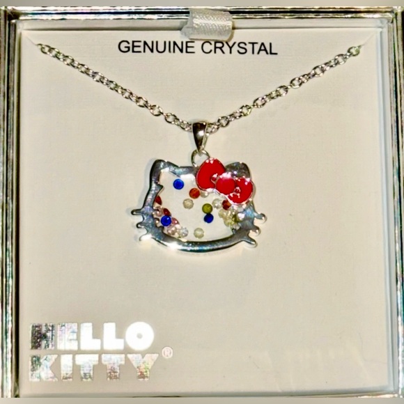 Hello Kitty NWT $60 Boxed Floating Charm Genuine Crystals Sanrio Shaker Necklace - Picture 4 of 16